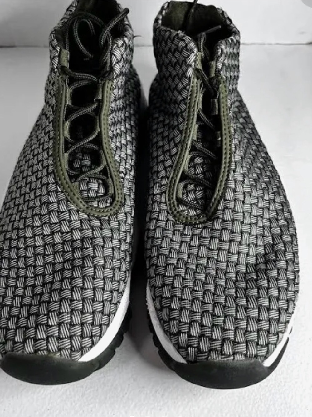 Jordan Woven Black and Olive Green High-Top Sneakers